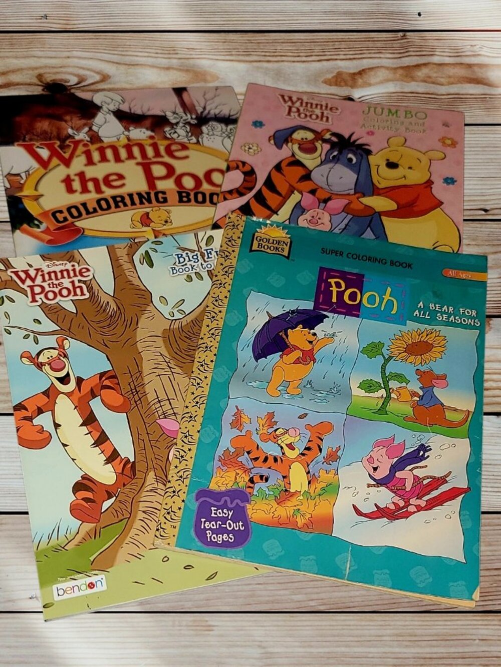 Lot of 4 - NEW & VINTAGE - Winnie the Pooh Coloring Books Activity Books